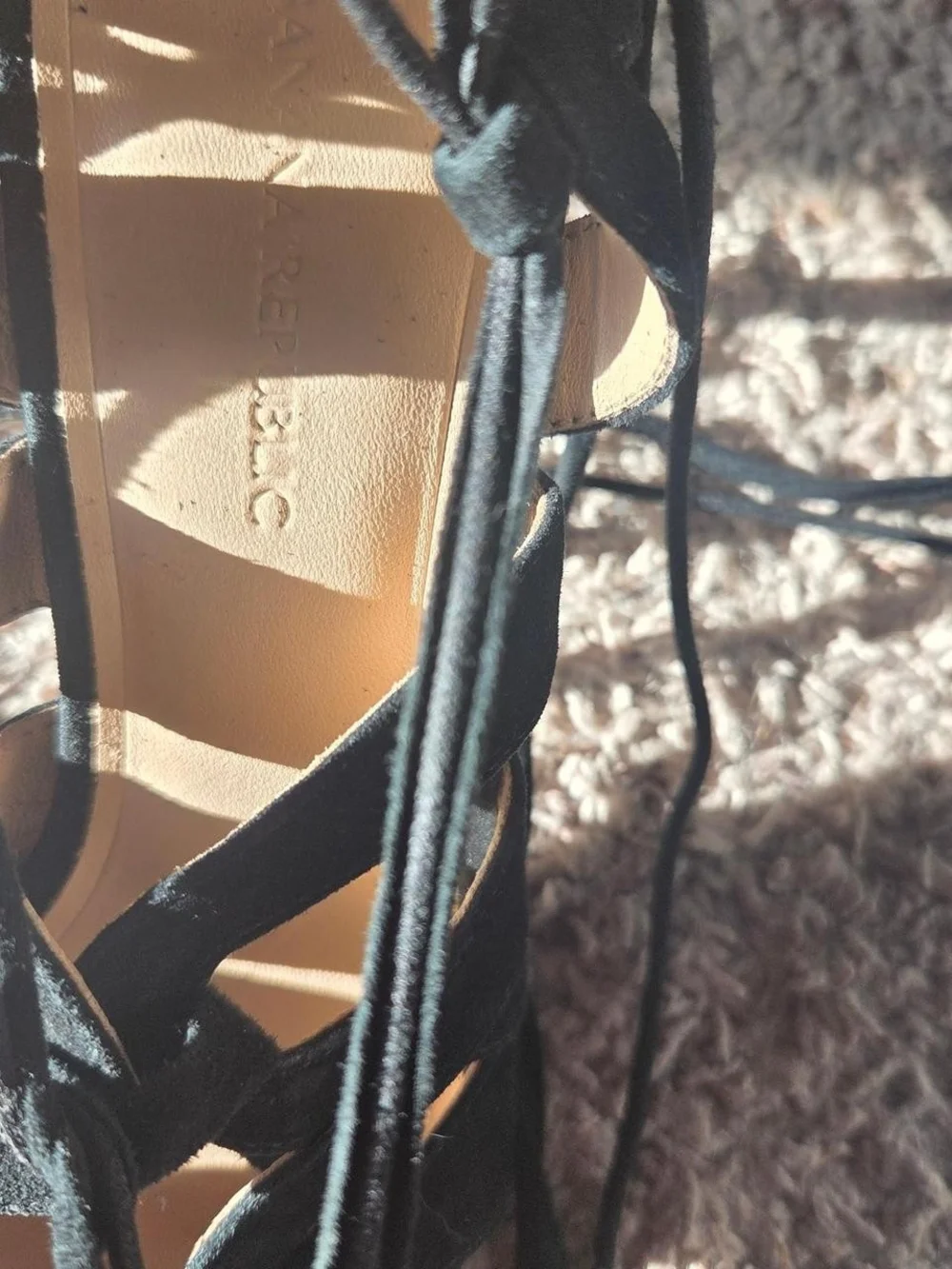 Banana Republic Black Lace-Up Suede High Heel Sandals